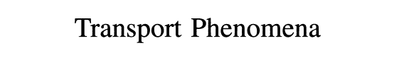 Cover Transport Phenomena